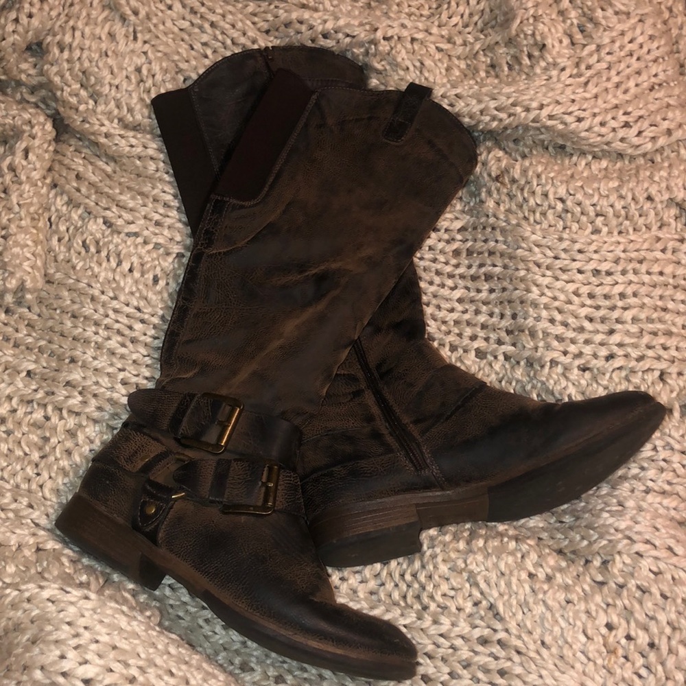 tall brown leather riding boots